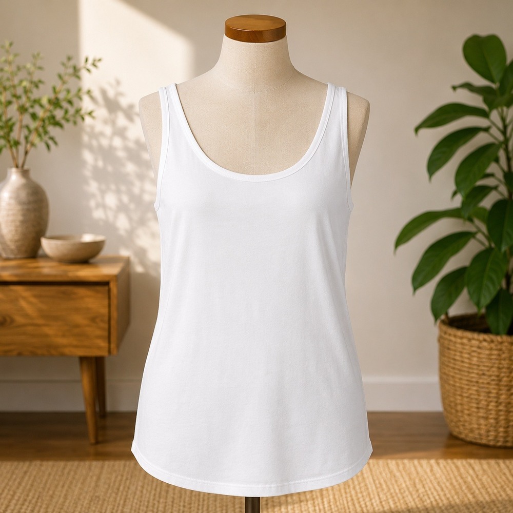 Melrose and Market Tank Top Medium White Twisted Strap Scoop Neck Sleeveless